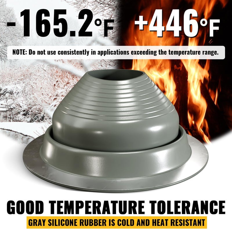 VIVIDA #7 Silicone Metal Roof Pipe Flashing Boot, High Temp Flexible Roof Jack Vent Boot for Pipe OD 6" to 11", Screws & Hex Socket Included, Gray, 1 Pack - Image 5